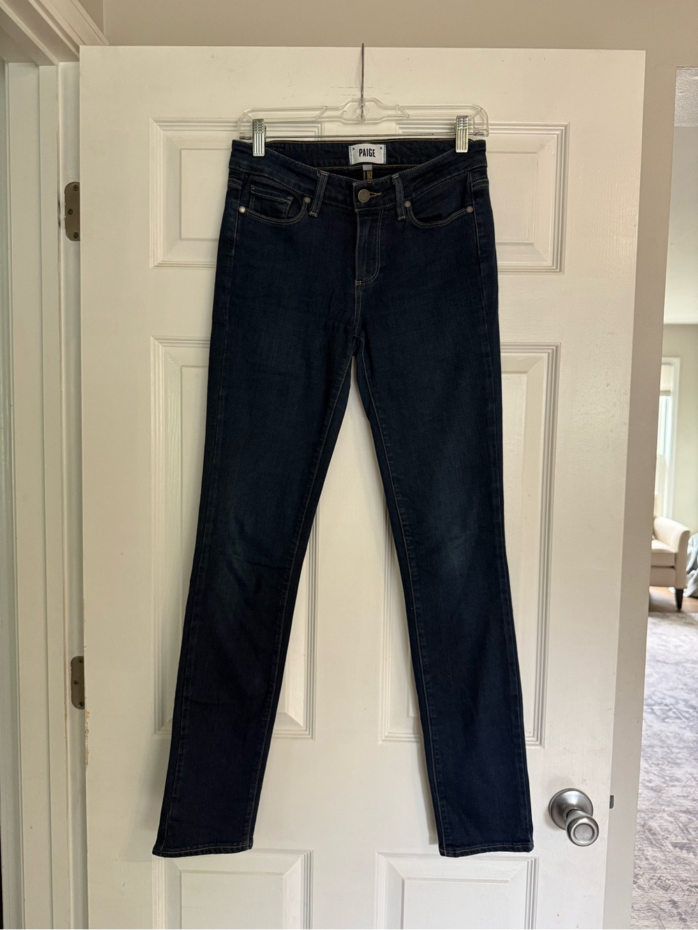 PAIGE Women’s Dark Indigo Slim Straight Jeans